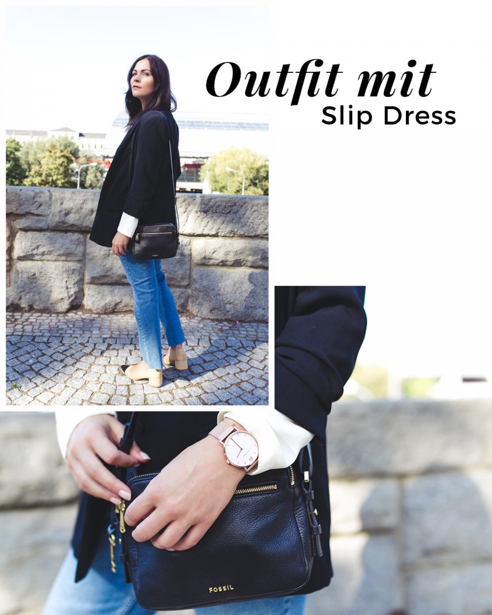 Outfit Kleidermaedchen.de Modeblog, erfurt, thueringen, berlin, fashionblog, Fashion Blog, Magazin, Blogazine, kleidermaedchen.de, Influencer Marketing und Kommunikation, Creator, Herbstoutfit, Fashionkarussell, Slip Dress kombinieren, Mom Jeans Urban Outfitters, Zara Two Tone Pumps, Fossil Piper Bag, Mango Blazer, Selected Femme Shirt, Paul Hewitt Uhr, Outfit Review