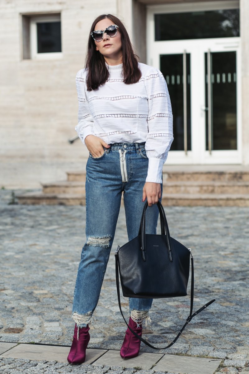 Herbst Outfit mit Blazer, H&M Mom Jeans, Zara Pumps, Matt & Hat Baxtor Bag, Herbst Outfit mit weißer Bluse, Outfit Ideen, Outfit mit Tom Jeans, Pumps, Modetrend Herbst 2017, www.kleidermaedchen.de, Modeblog, Mode Blog, Erfurt, Stella McCartney Sonnenbrille, Thüringen, Fashion Blog, Magazin, Blogazine, Influencer Marketing und Kommunikation, Social Media Marketing, Fashion Magazin, Outfit Blog, Outfit 2017, Streetstyle, Pinterest Outfit Inspiration