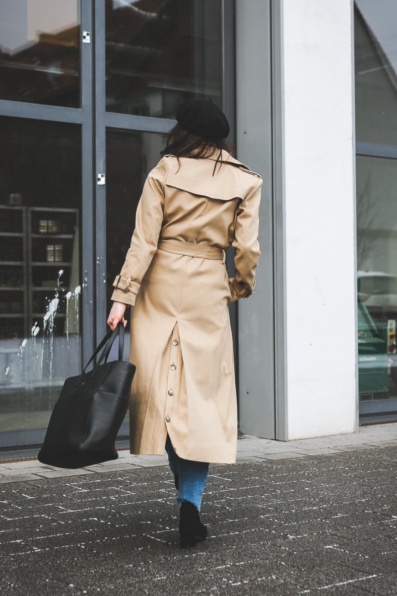 Fruehlings Outfit mit Trenchcoat, edited boots, Matt & Nat Baxter Tasche, Winter Outfit mit Trenchcoat, Outfit Ideen, Outfit mit Trenchcoat, Übergangsoutfit, Modetrend Winter, Modetrend Frühling, Stiefeletten, www.kleidermaedchen.de, Modeblog, Mode Blog, Erfurt, Thüringen, Fashion Blog, Magazin, Blogazine, Influencer Marketing und Kommunikation, Social Media Marketing, Fashion Magazin, Outfit Blog, Outfit 2018, Streetstyle, Pinterest Outfit Inspiration, asos farleigh jeans, rollkragenpullover, mom jeans, Baskenmütze