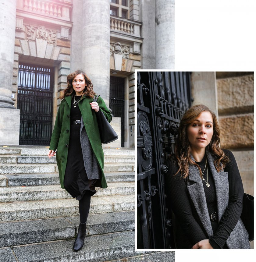 Werbung. Auf dem Kleidermaedchen Modeblog zeige ich dir ein Herbst Outfit mit Strickkleid, Wollmantel und Chelsea Boots. Zudem gebe ich dir Tipps, wo du schöne Strickkleider für den Herbst finden wirst. www.kleidermaedchen.de #herbstoutfit #strickkleid #wollmantel #chelseaboots