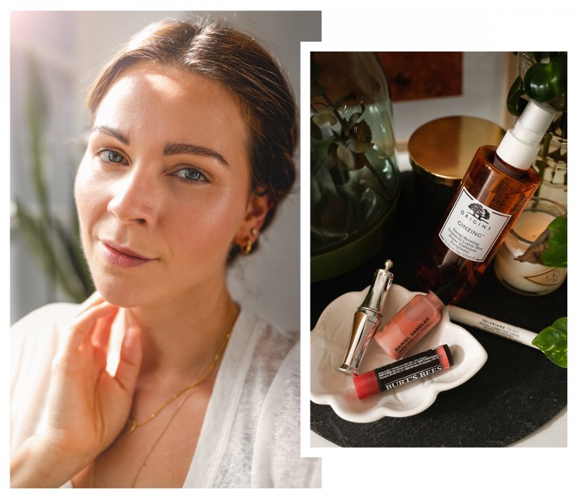 Ein No Make-up Look für das Home-Office und den Alltag mit Glow und Pflegewirkung findet ihr auf dem Kleidermaedchen Beautyblog. Das 5-Minuten Make-up pflegt die Haut und verleiht ihr jede Menge Strahlkraft. Einfach ein gelungener natülicher Make-up Look. #nomakeupmakeup #glow #origins #homeoffice #danielsandler #larocheposay #burtsbees #5minutenmakeup #benefit