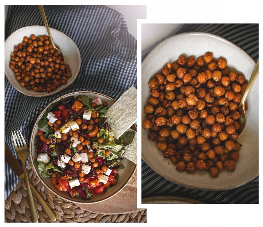 Gesunder snacken! Geröstete Kichererbsen als Topping für Salate, Suppen und Gemüse. Auf dem Kleidermaedchen Foodblog verrate ich, wie der gesunde Snack zubereitet wird und wie ich ihn am liebsten genieße. #vegan #snack #kichererbsen #salat #gemuese #suppen #foodblog #rezepte