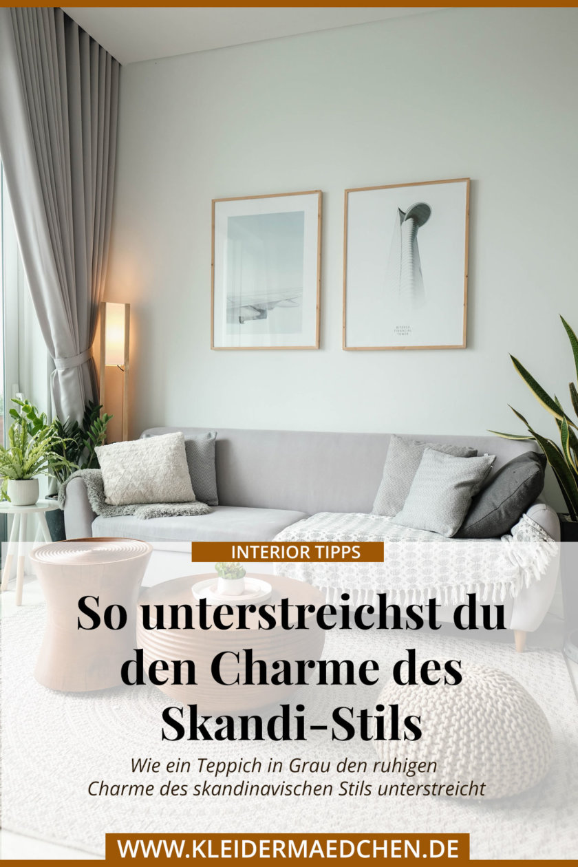 Auf dem Interiorblog zeige ich dir, wie du einen grauen Teppich im skandinavischen Stil Szene setzt.